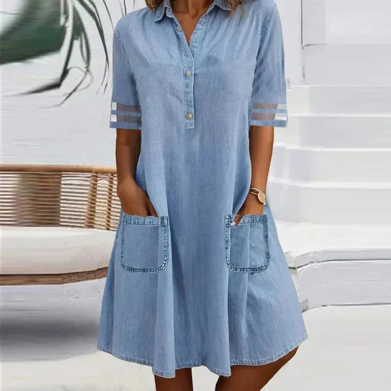 Aurelie | Denim Mini Dress with Side Pockets™